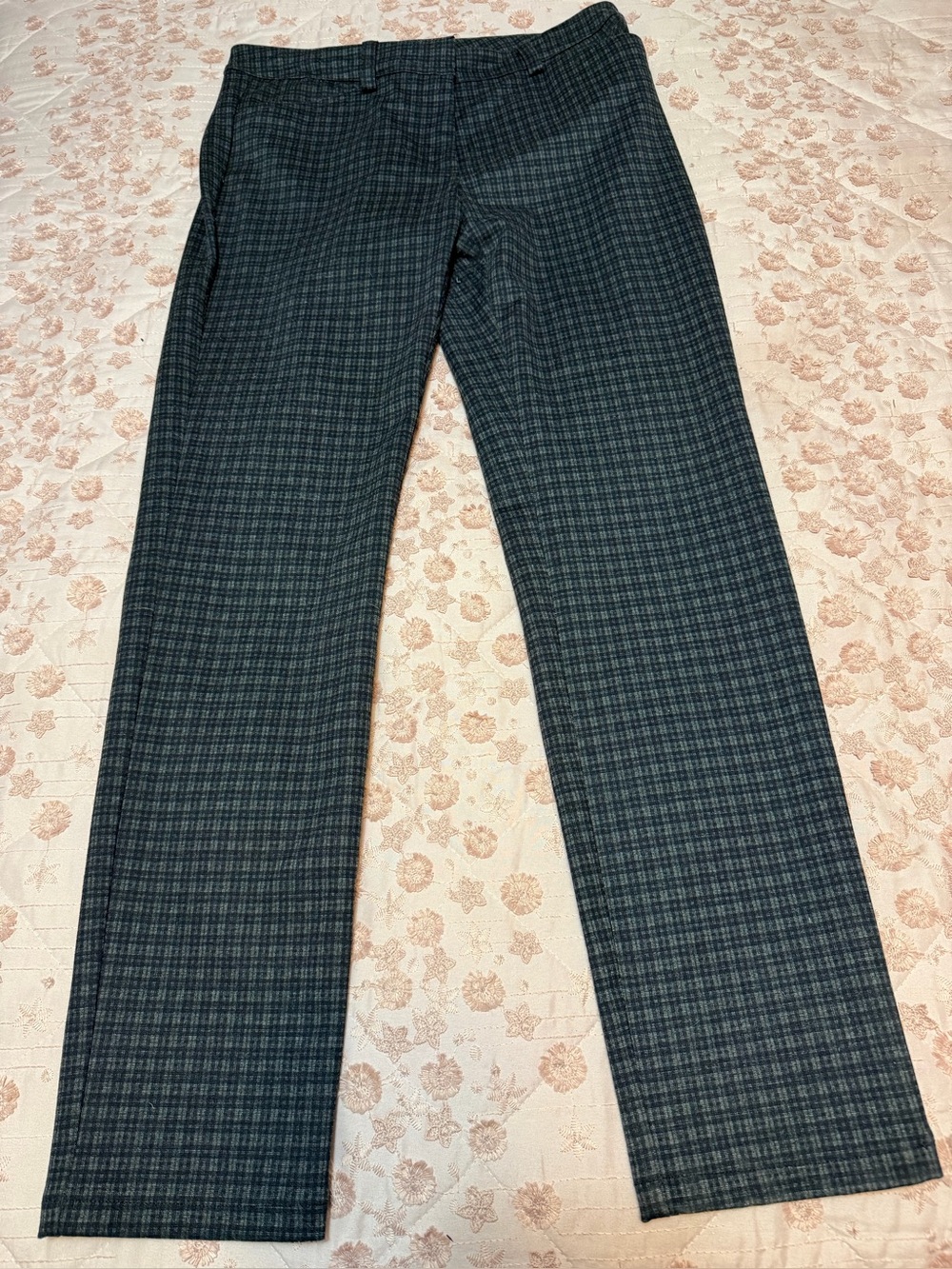Calvin Klein Plaid Mid-Rise Slim Straight Dress Trousers Size 8